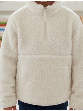 WONDERSHOP Sherpa Quarter Zip Pullover, Girls XL (14), White